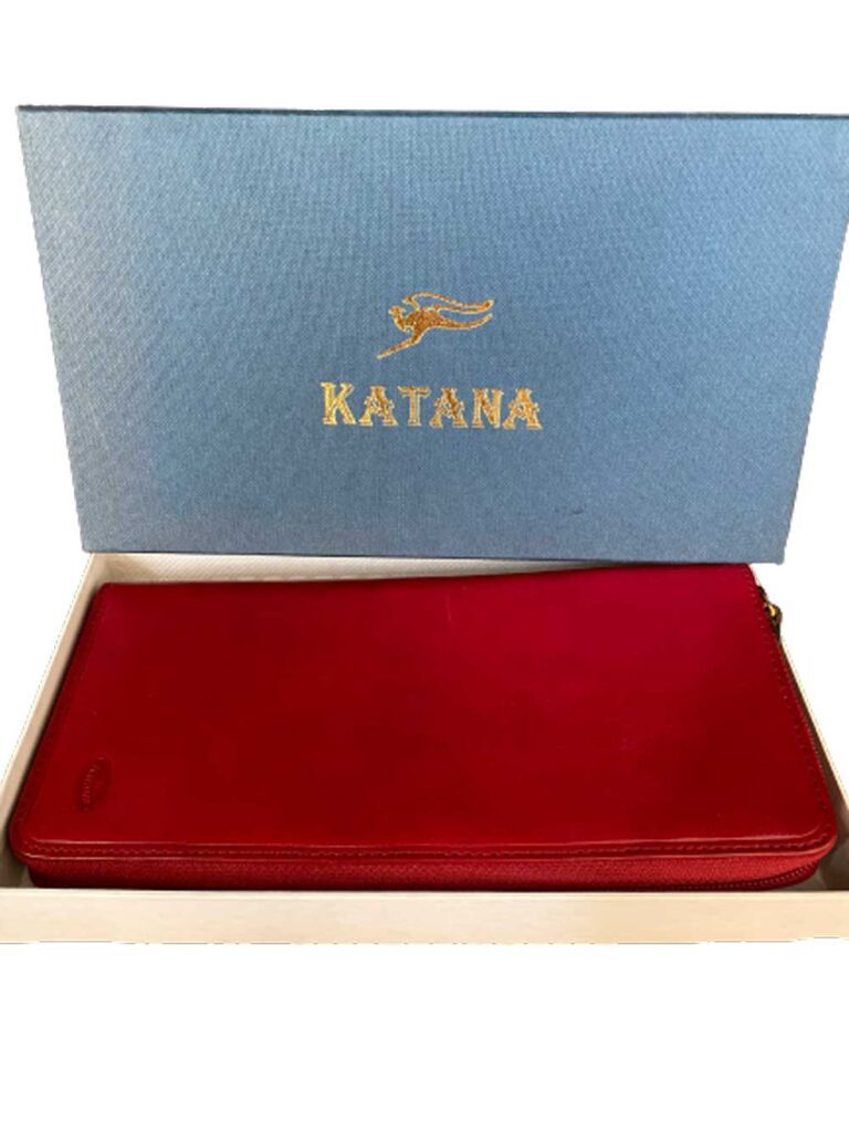 pochette cuir katana rouge