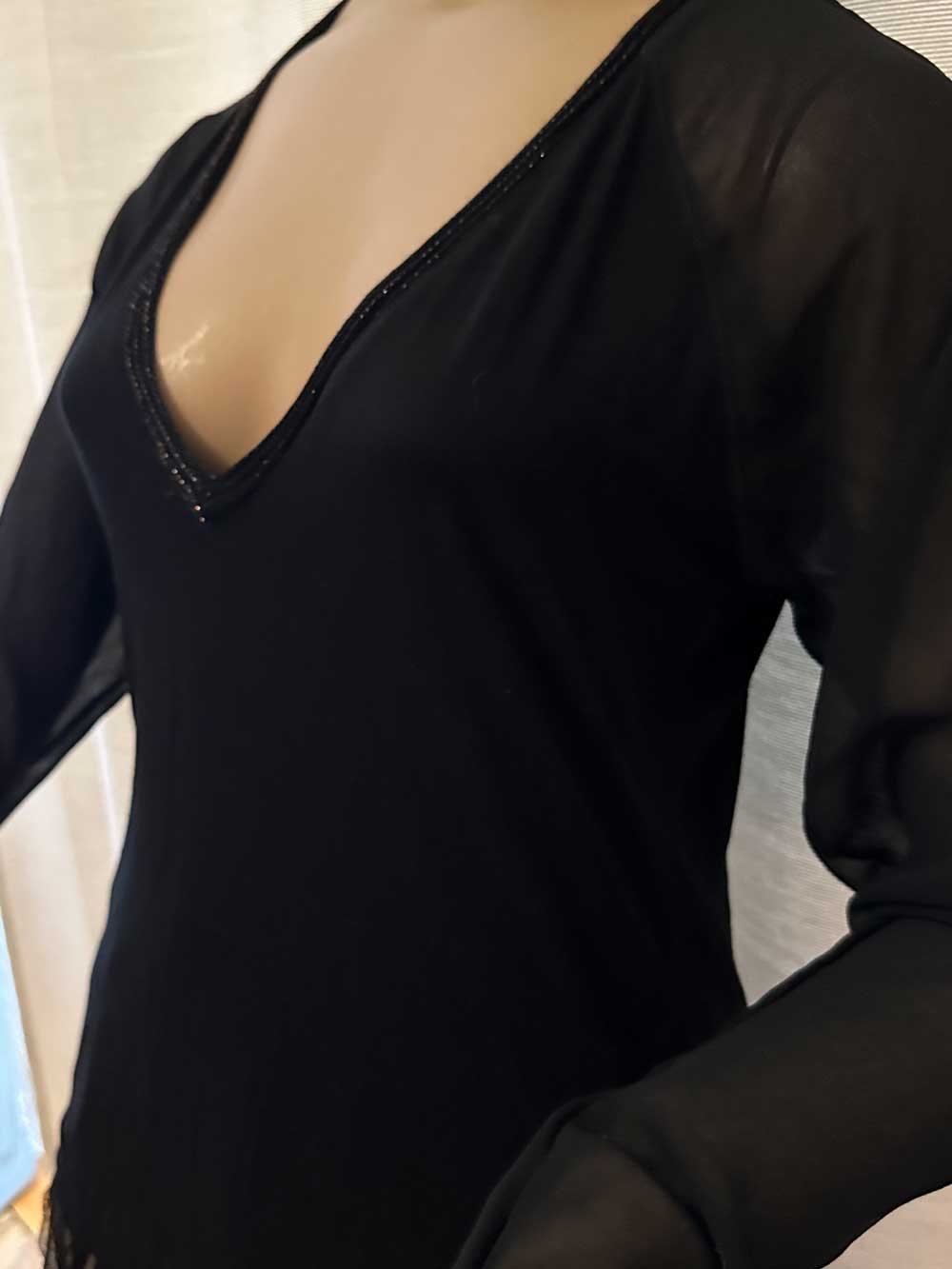 top noir Zara manches transparentes taille M