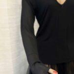 top noir Zara manches transparentes taille M
