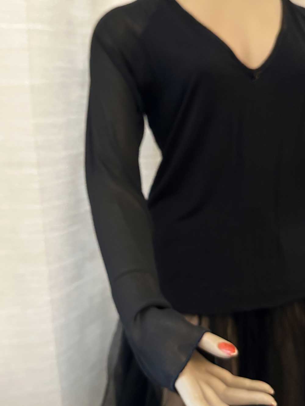 top noir Zara manches transparentes taille M