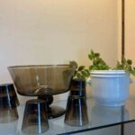 service en verre de Biot brun coupe et verres