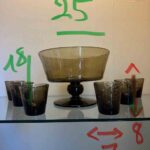 service en verre de Biot brun coupe et verres