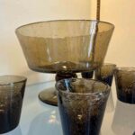 service en verre de Biot brun coupe et verres
