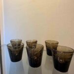 service en verre de Biot brun coupe et verres