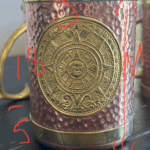 Tasses Mexicaines Cuivre et Laiton Calendrier Aztèque
