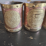 Tasses Mexicaines Cuivre et Laiton Calendrier Aztèque