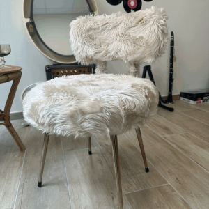 chaise moumoute vintage années 70 beige