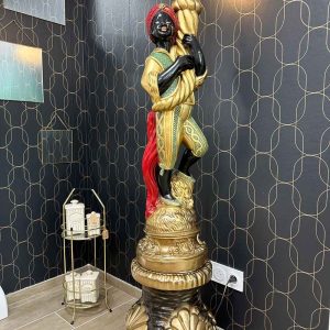 Lampe Nubien Porte Torchère Plâtre polychrome