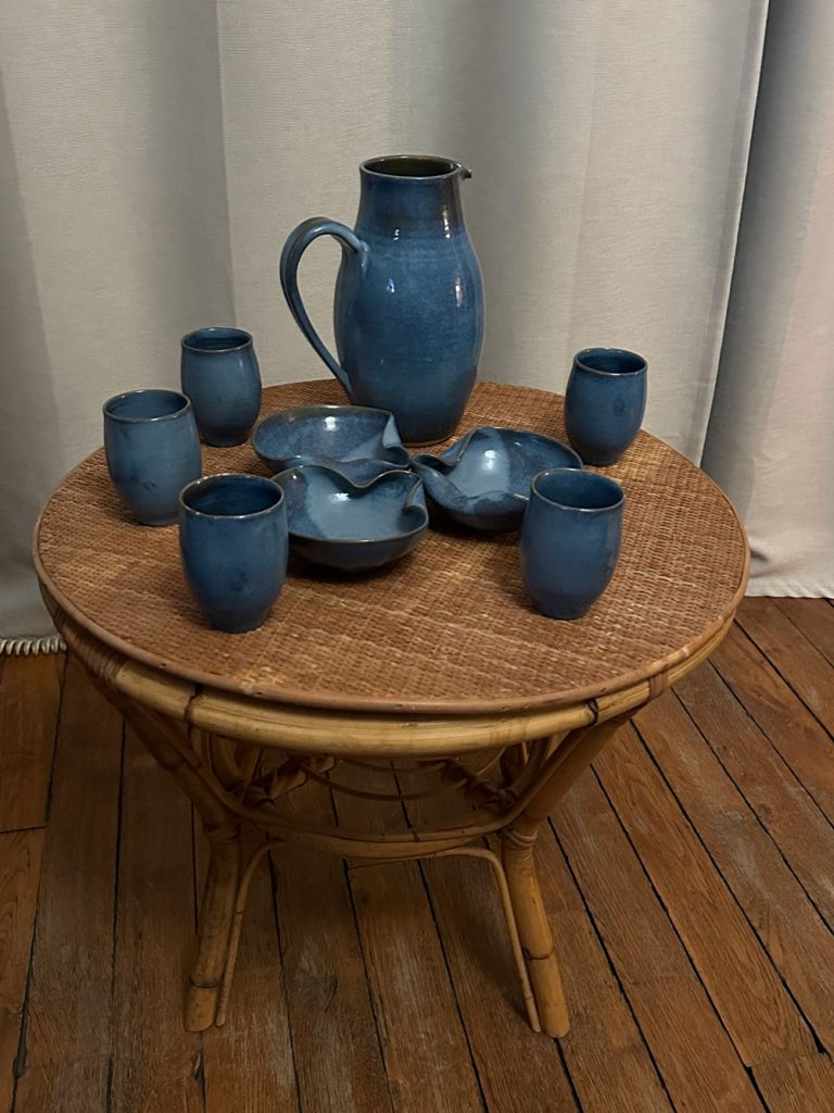 service orangeade grès bleu seconde âme brocante