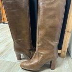 bottes vintage marron en cuir vernis Andrea PFISTER