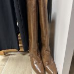 bottes vintage marron en cuir vernis Andrea PFISTER