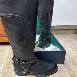 Bottes hautes noires cuir Tommy Hilfiger