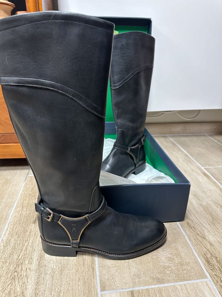 Bottes hautes noires cuir Tommy Hilfiger