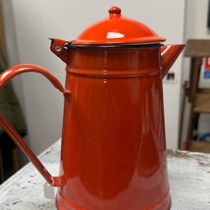cafetière vintage rouge émaillée