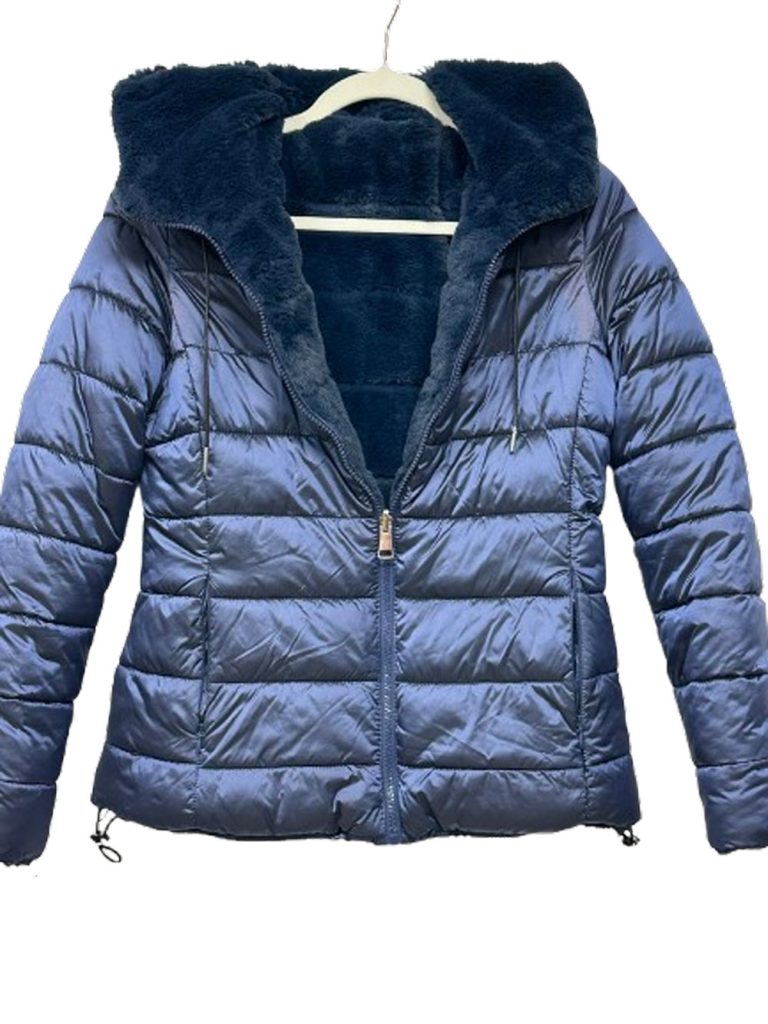 Doudoune blouson femme bleue reversible taille S