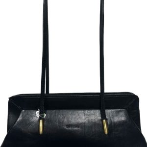 sac a main en cuir noir vintage