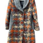 manteau veste laine orange grise