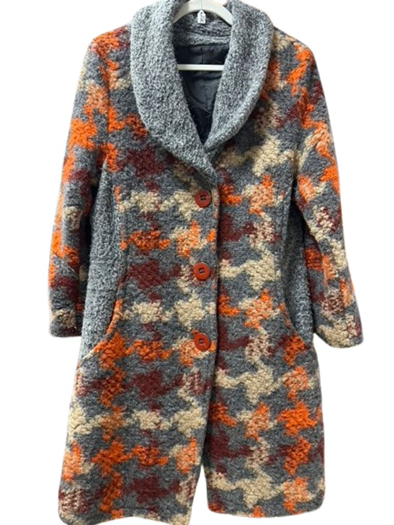 manteau veste laine orange grise