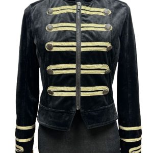veste officier femme Only noire et dorée velours