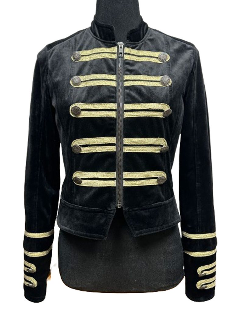 veste officier femme Only noire et dorée velours