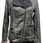 veste perfecto femme noir taupe à écailles so soon T38