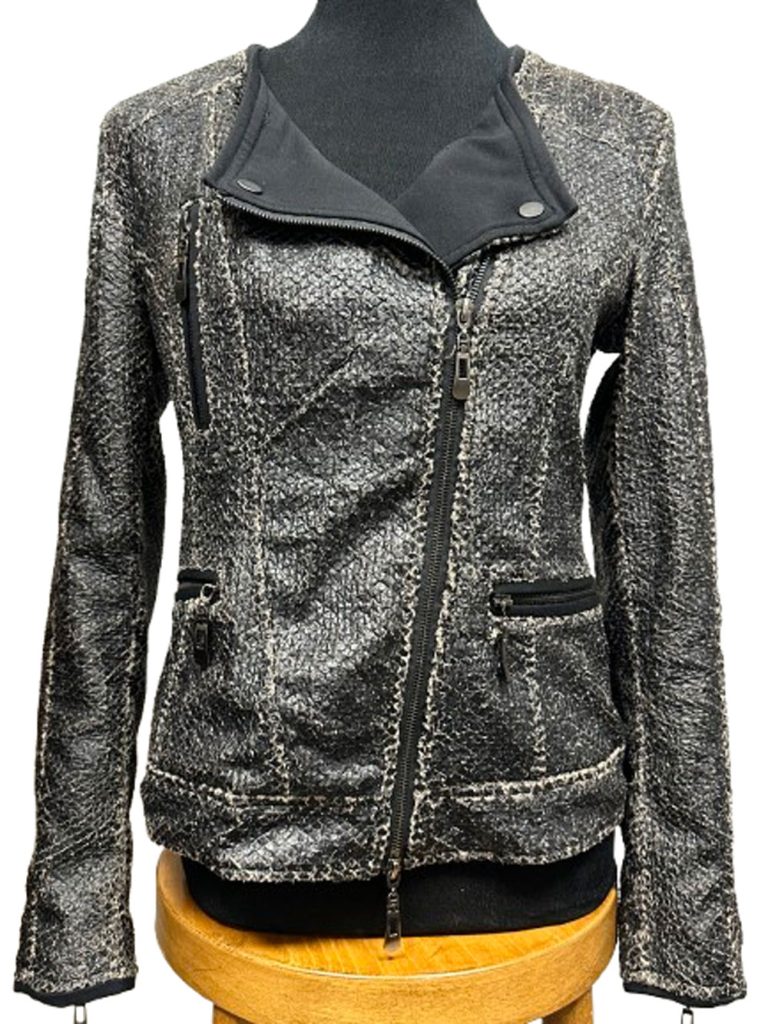 veste perfecto femme noir taupe à écailles so soon T38