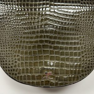 Sac Courrèges cuir croco vert vintage