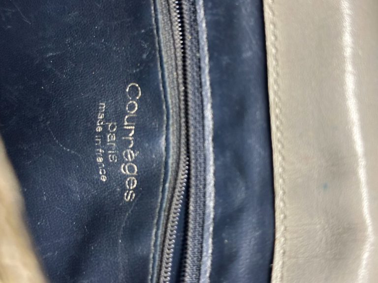 Sac Courrèges cuir croco vert vintage