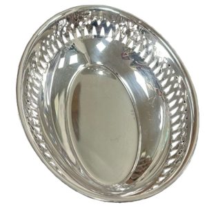 corbeille pain ercuis metal argente ovale