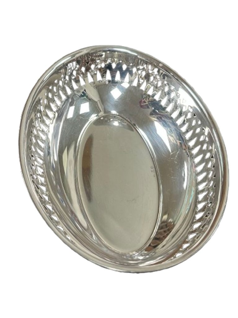 corbeille pain ercuis metal argente ovale