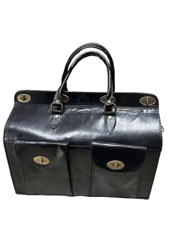 sac voyage docteur cuir de chameau noir