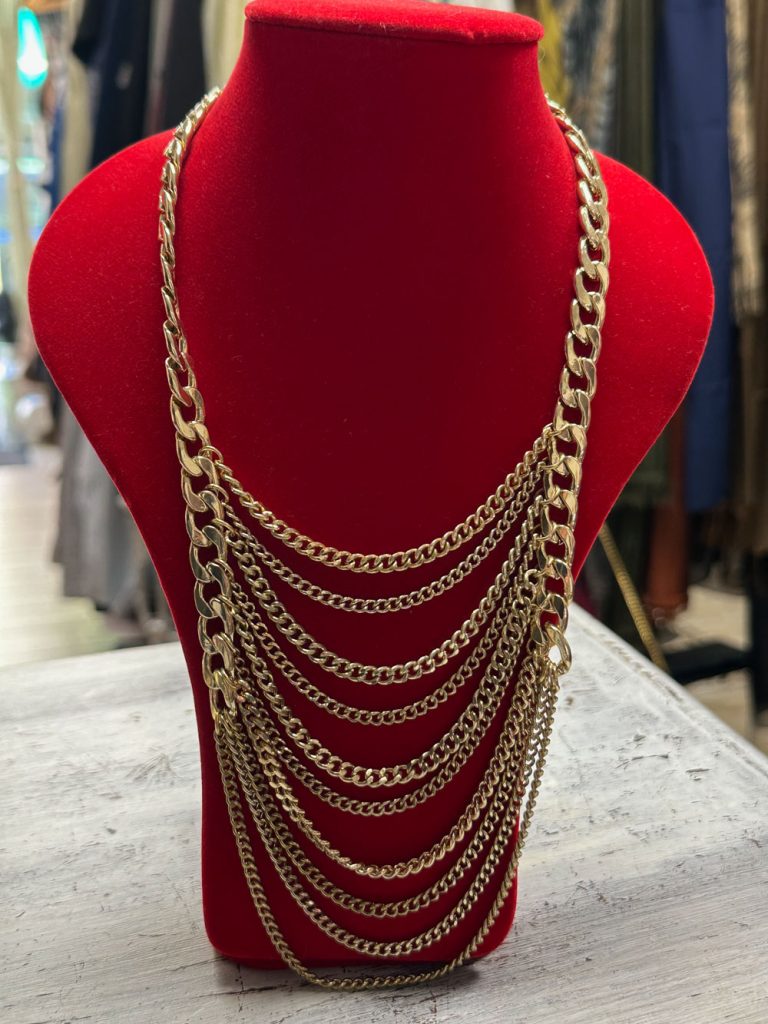 collier long doré 10 rangs