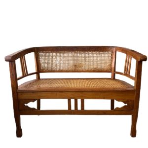 banquette art déco bois et cannage