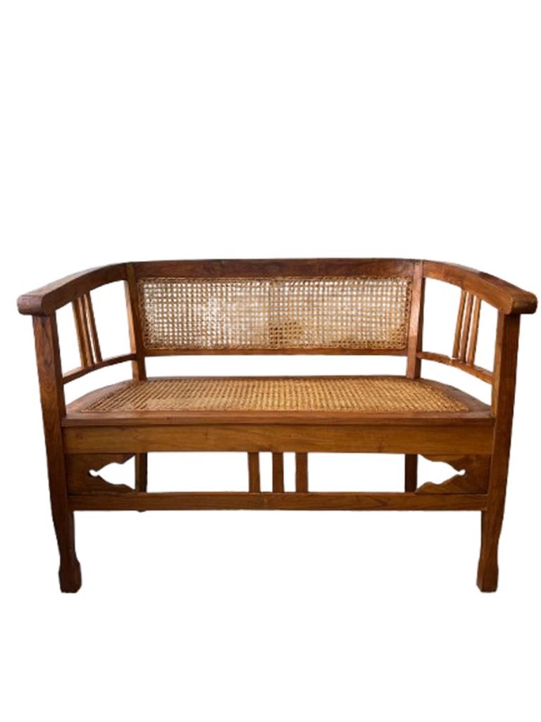 banquette art déco bois et cannage