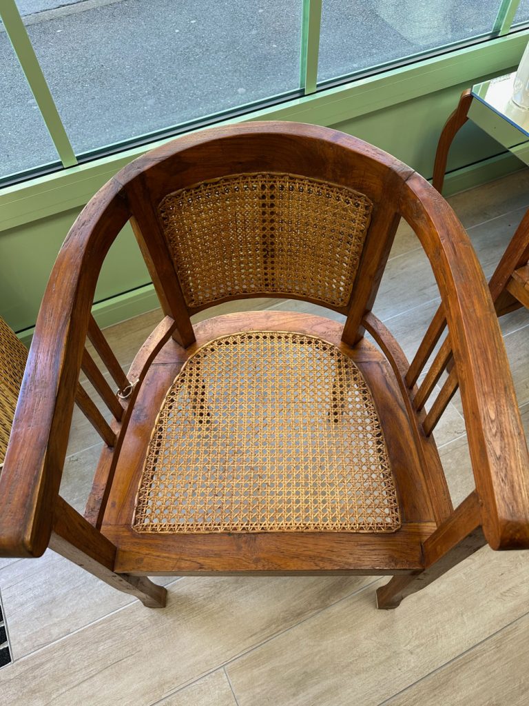 fauteuil art déco en bois et cannage