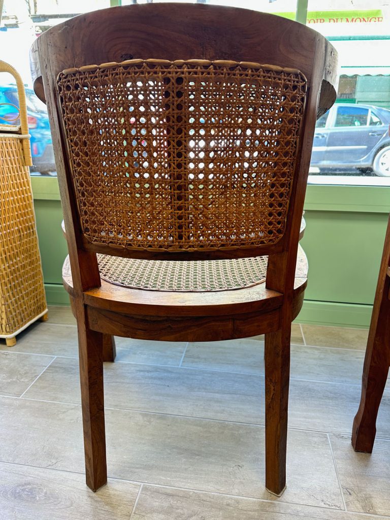 fauteuil art déco en bois et cannage