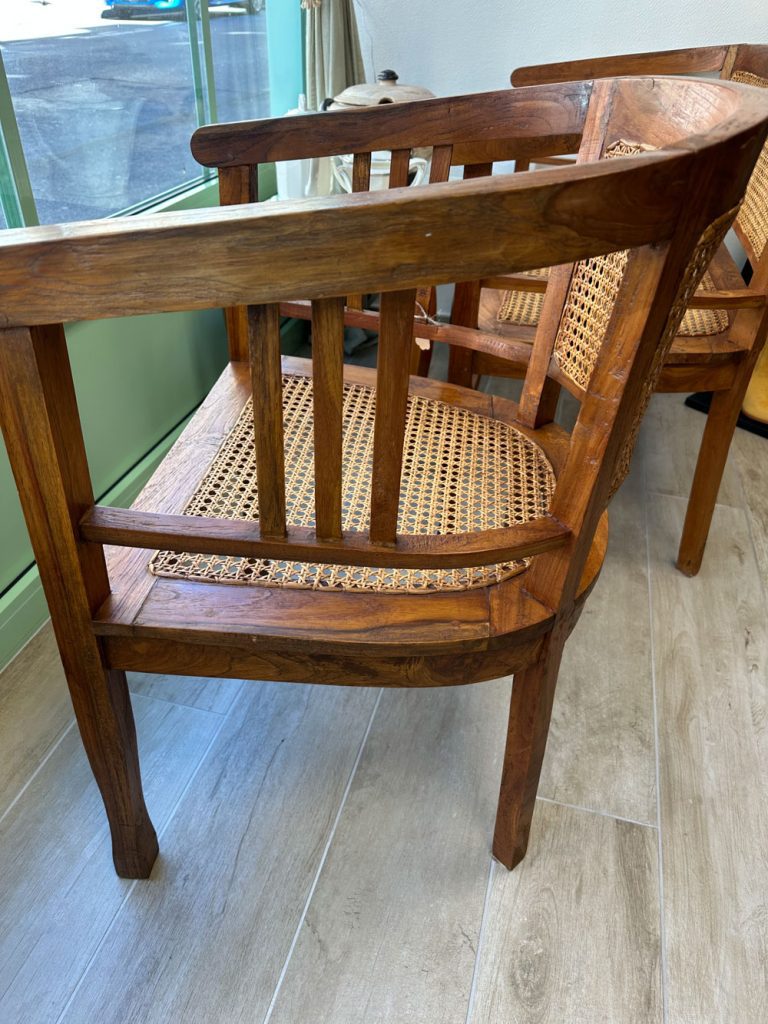 fauteuil art déco en bois et cannage