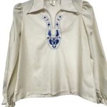 Blouse chemise en coton blanc vintage