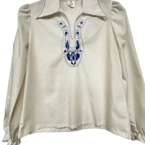 Blouse chemise en coton blanc vintage