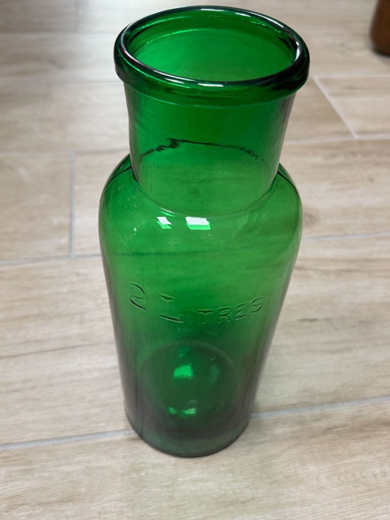 bocal pot pharmacie vintage vert brocante