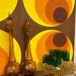 Carafes à décanter en verre d'Empoli ambré vintage