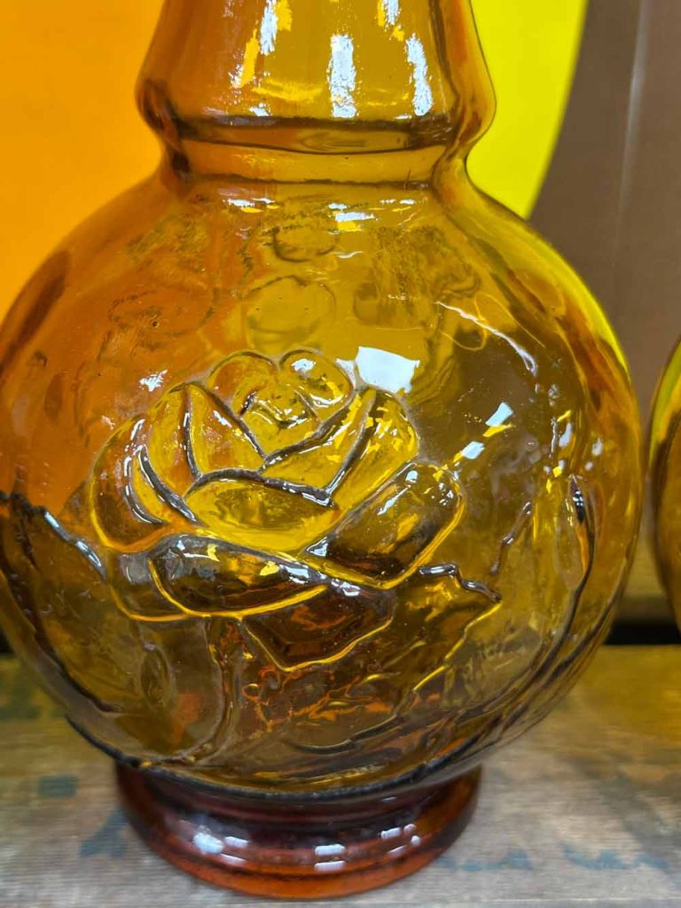 Bouteilles de génie en verre d'Empoli années 70 seconde âme