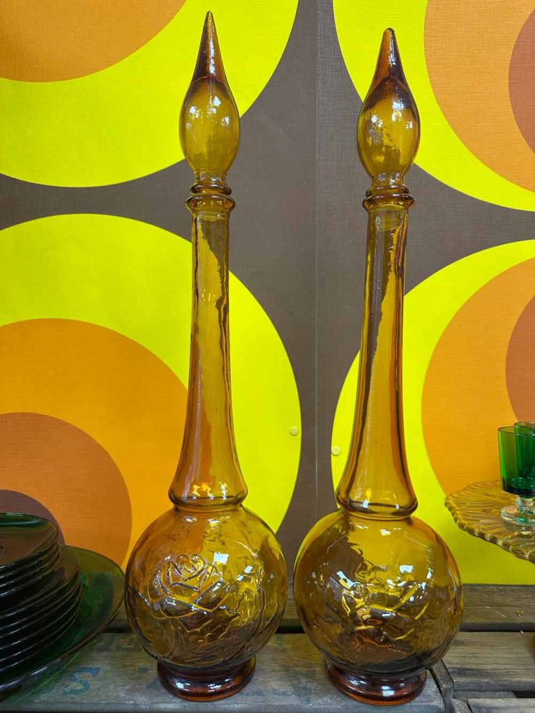 Grandes carafes en verre d'Empoli années 70 seconde âme