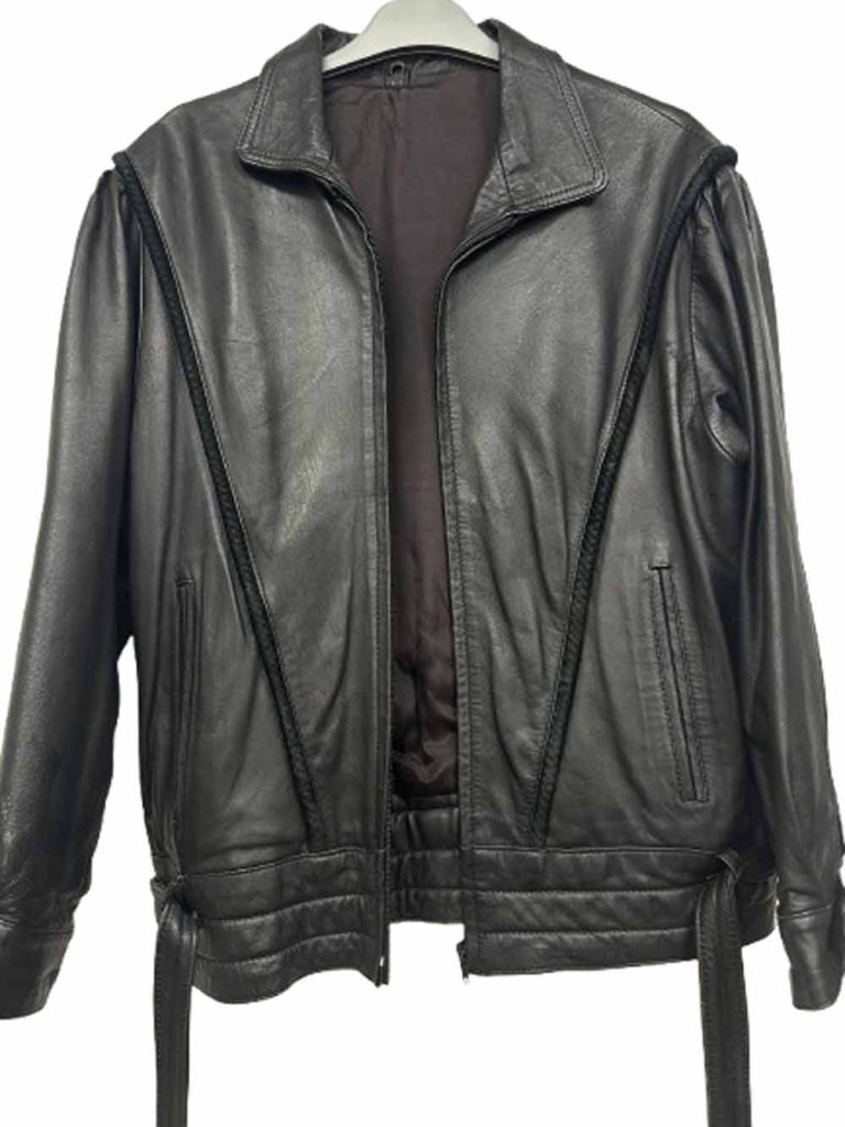 blouson cuir noir années 80 seconde âme