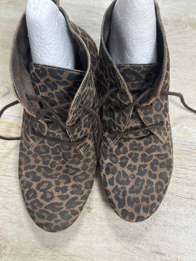 bottines/derbies souples à lacets cuir leopard cable
