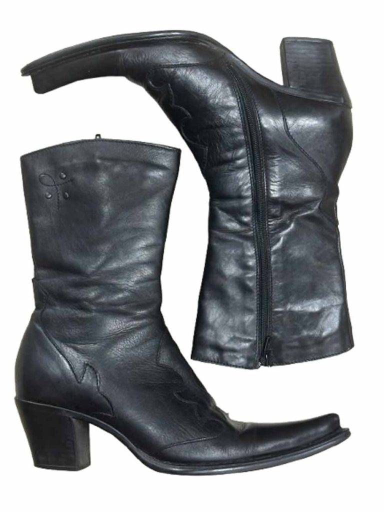bottines santiags boots cuir noir ellen blake
