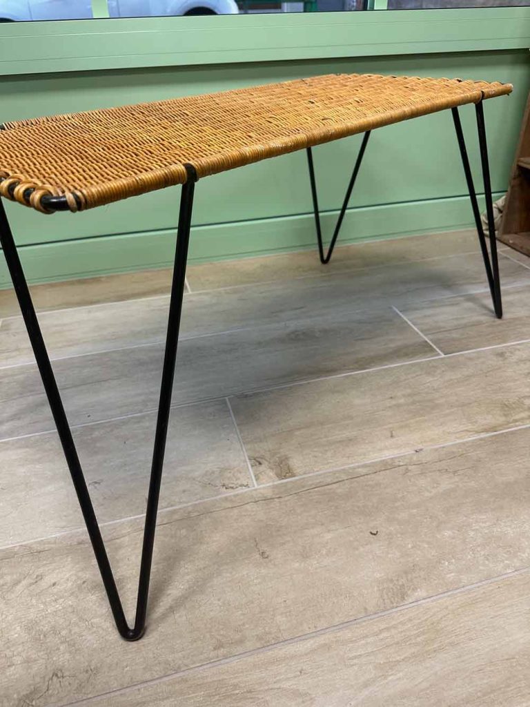 table basse rotin Raoul Guys années 50