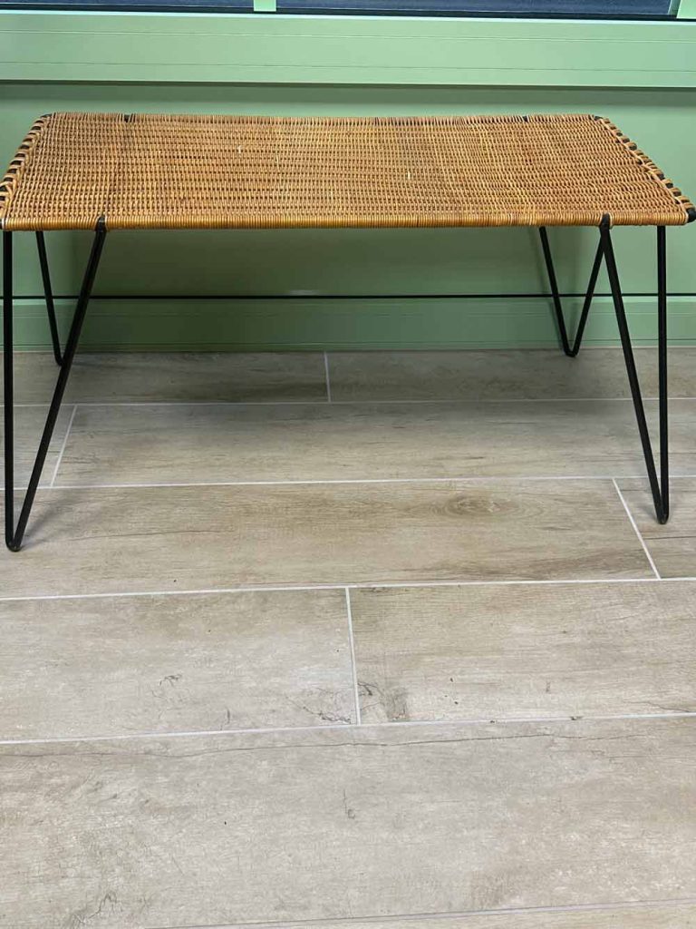 table basse osier rotin métal noir Raoul Guys