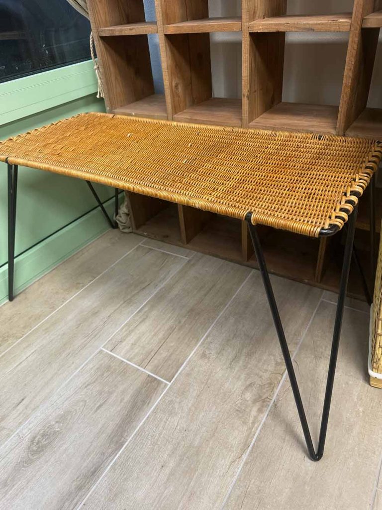 table basse osier rotin métal noir Raoul Guys