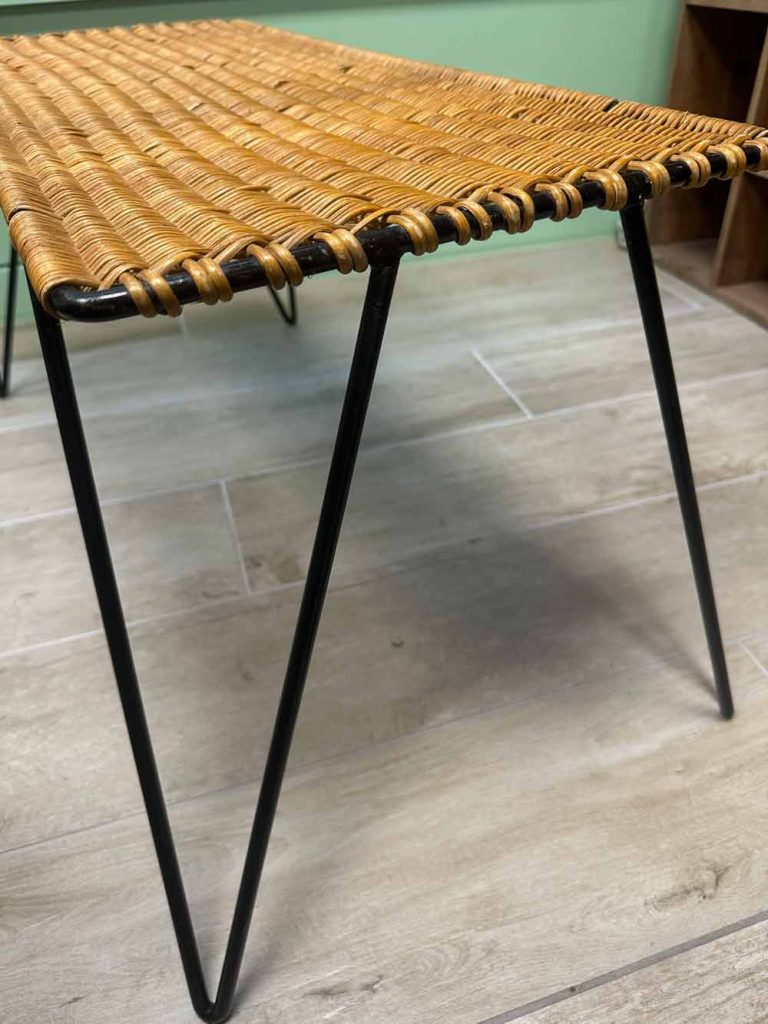 table basse rotin Raoul Guys années 50